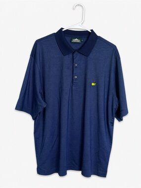 Augusta National Golf Shop Mens XL Navy White Stripe Polo Shirt Masters Logo